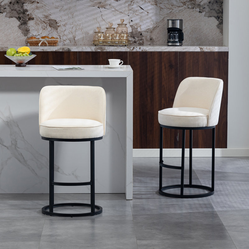 Ensemble de 2 tabourets de bar à hauteur de comptoir, Beige