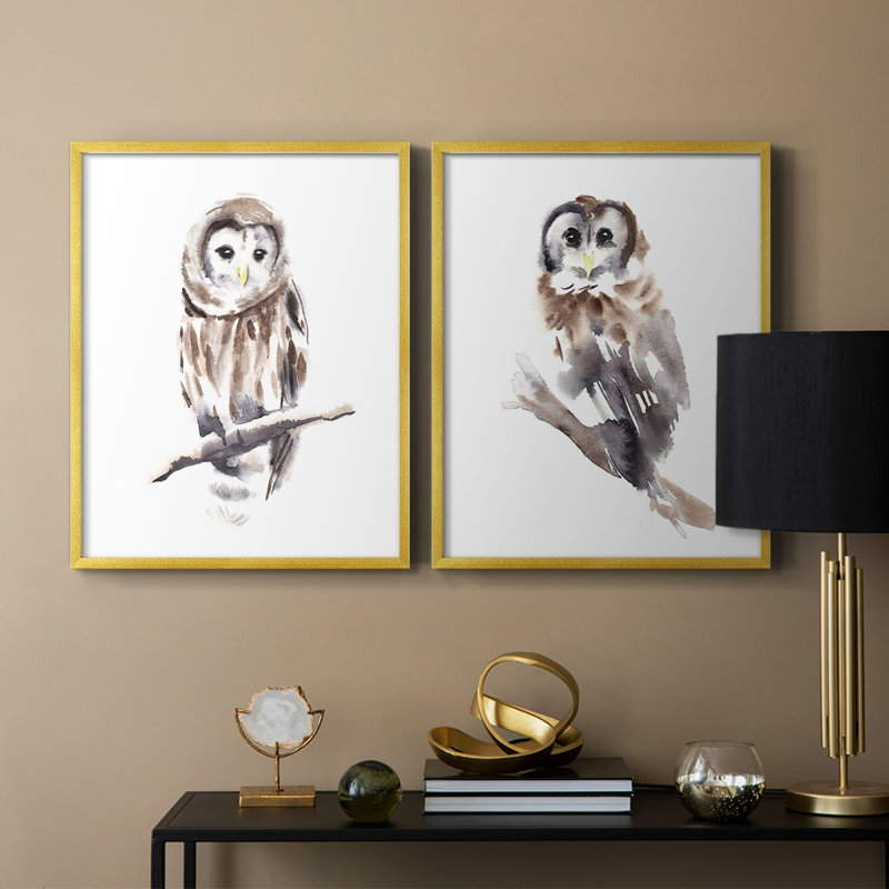 Impression encadrée Barred Owl Impressions I-Premium - prête à être accrochée - aucun clou requis - aucun clou requis, Doré