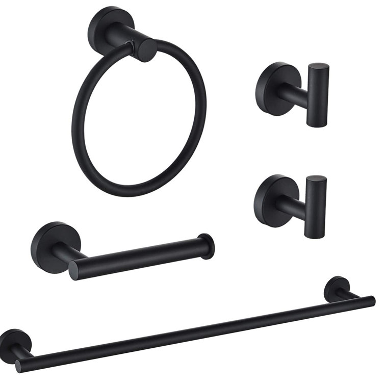 5 - Piece Bathroom Hardware Set Towel Bar Set with Toilet Paper Holder Towel Ring and Towel Hooks