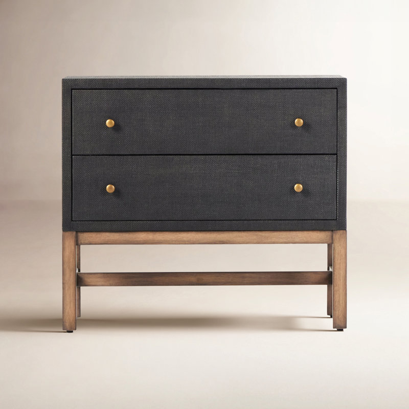 Fiona 2 - Drawer Solid Wood Nightstand, Black