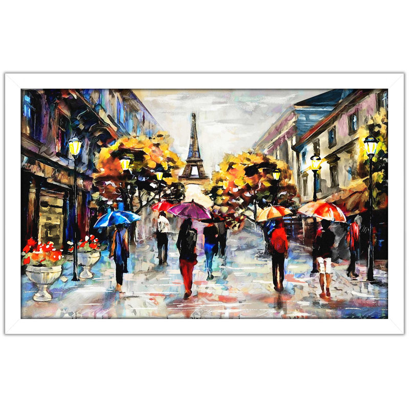 «Paris Streets», reproduction encadrée, H 21,5 po x l 27,5 po x P 0,75 po, Cadre blanc