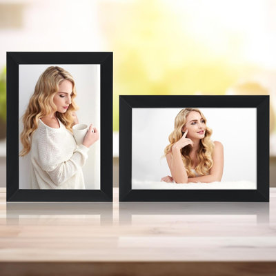 Ensemble de 2 cadres photo 4 x 6, cadres photo en bois avec plexiglas HD incassable, affichage horizontal et vertical pour la décoration murale et de table