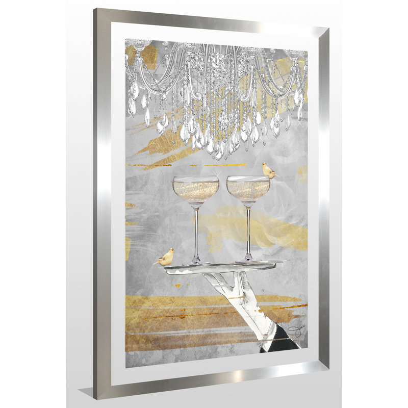 «Cheers Gold», impression, H 39,5 po x l 27,5 po x P 0,75 po, Acrylique avec cadre argent