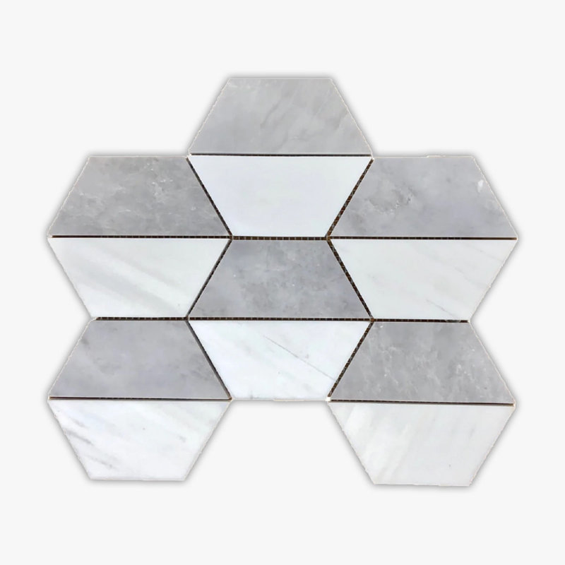 Bianco Dolomiti & Ice Grey Blend Honed 5 Inch Hexagon Marble Mosaic