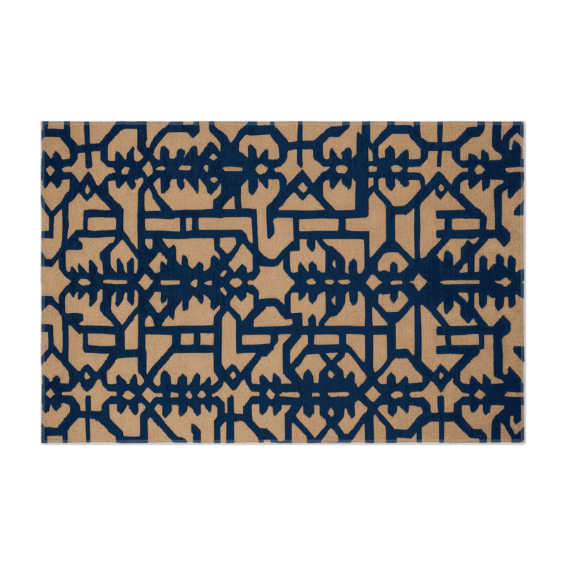 Tapis bleu intérieur et extérieur Trellis, Rectangulaire 2 pi x 3 pi