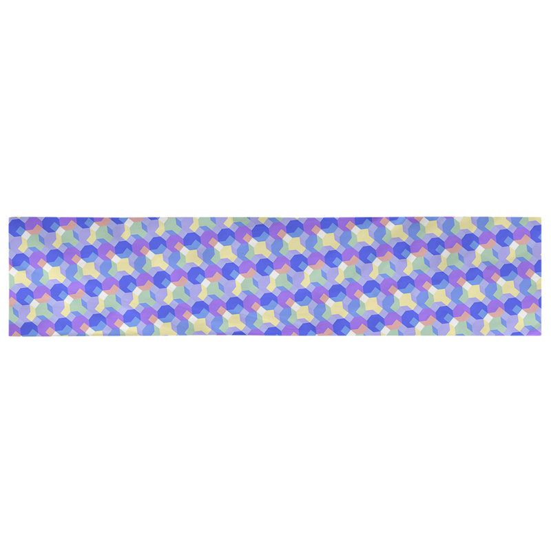 Chemin de table octogons Avicia, 91,5 po x 17,5 po, Bleu / Mauve, Coton