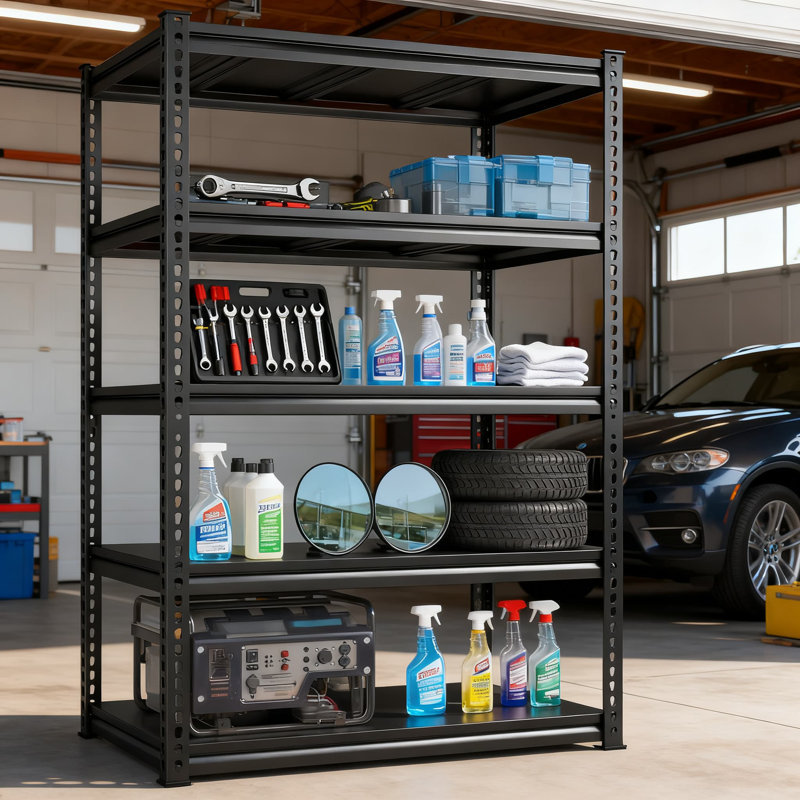 Étagère de garage robuste à 5 niveaux, étagère de rangement en métal à capacité de 2 500 lb pour les entrepôts du sous-sol