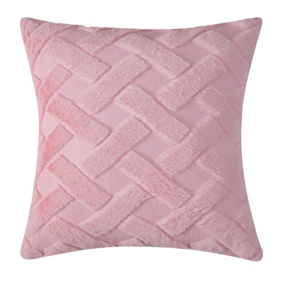 Housse et insert de coussin en fausse fourrure carrée brodée