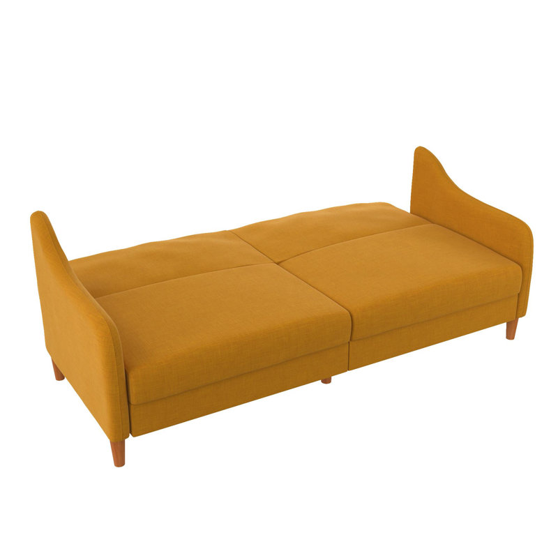 2 Seater Linen Blend Sleeper, Mustard Yellow