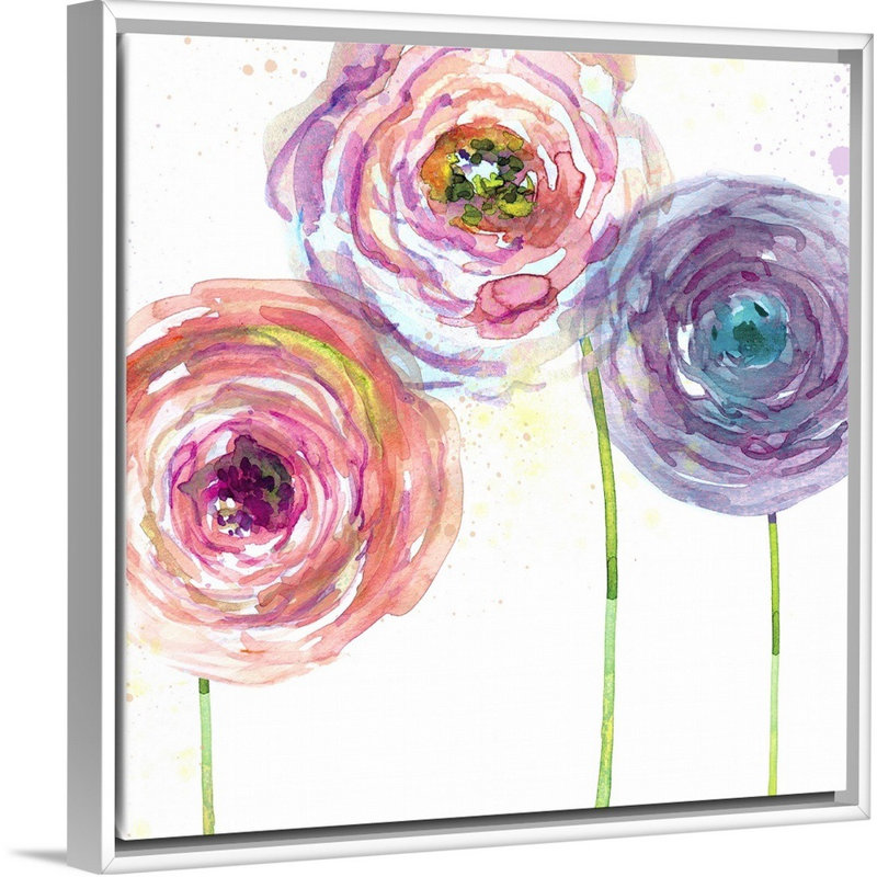 Summer Fields II - reproduction d'art sur toile, H 17,7 po x l 17,7 po x P 1,75 po, Cadre flottant blanc