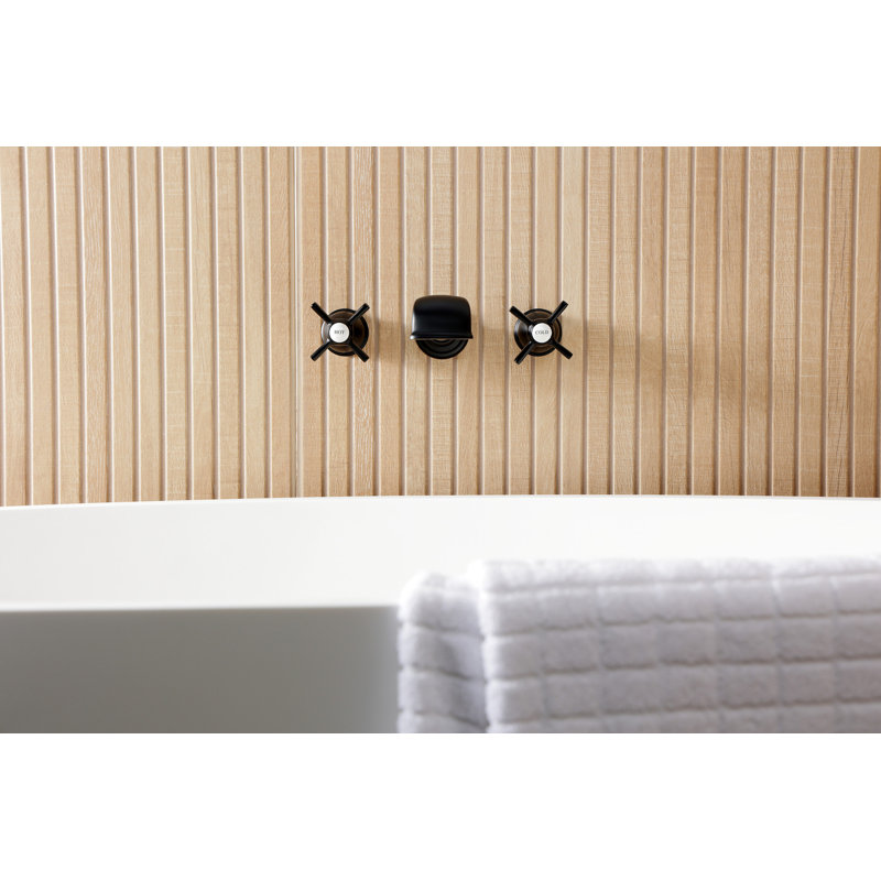 Kingston Brass Millennium Two-Handle 3-Hole Wall Mount Roman Tub Faucet, Matte Black