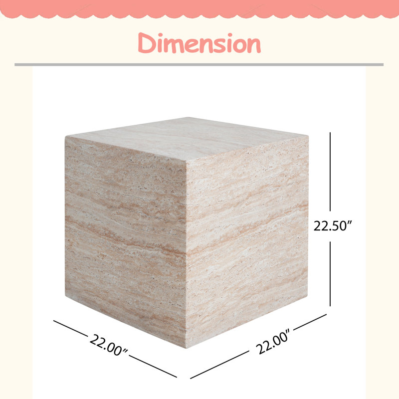 Outdoor/Indoor Square Travertine Side Table