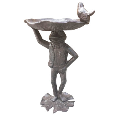 Frog Holding Bird Feeder