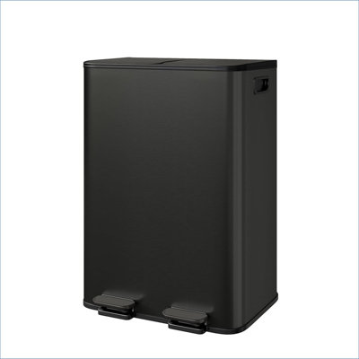 Poubelle double en acier inoxydable avec couvercle pour la cuisine, grande poubelle double et corbeille combinée, poubelles en métal pour la cuisine, seaux intérieurs en PP, rebord de doublure