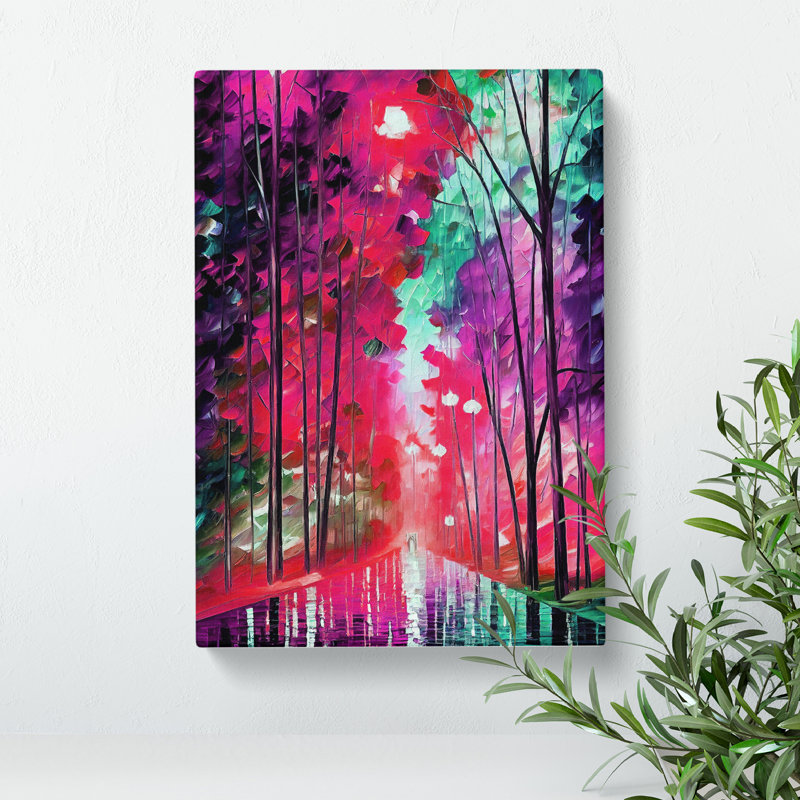 XC1022-1656X Colourful Woodland Forest No.5 - Wrapped Canvas Print, 50cm H x 35cm W x 3cm D