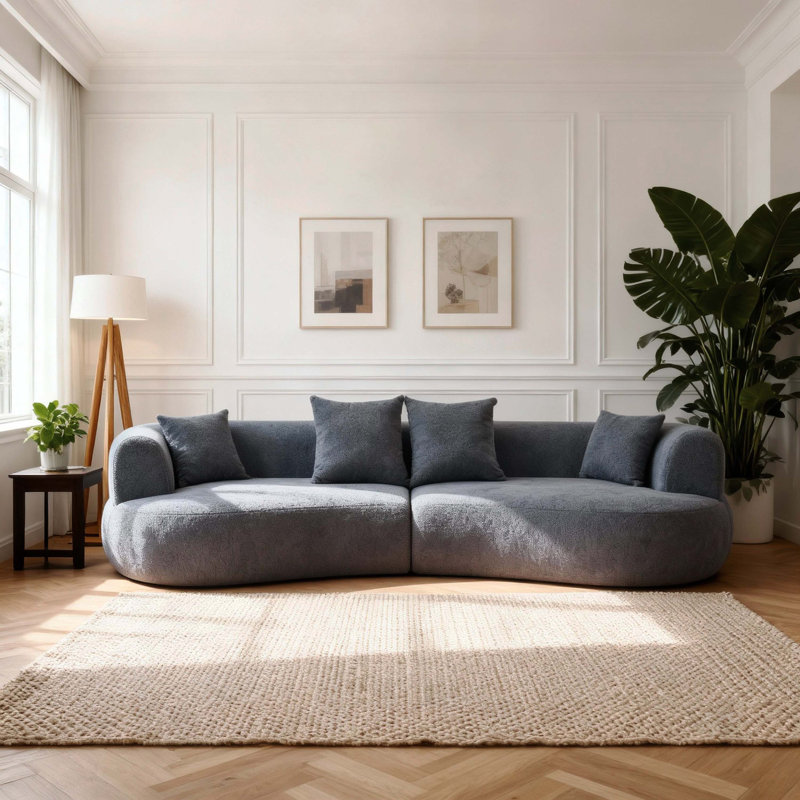 Canapé modulaire incurvé moderne à 4 places en mousse 122 po 122 po, boîte de rangement compacte et assise désossée avec sièges très profonds