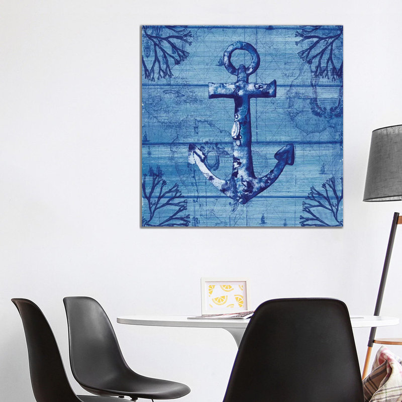 Indigo Anchor by Susan Jill - Wrapped Canvas Gallery-Wrapped Canvas Giclée, 93.98 cm H x 93.98 cm W x 3.175 cm D