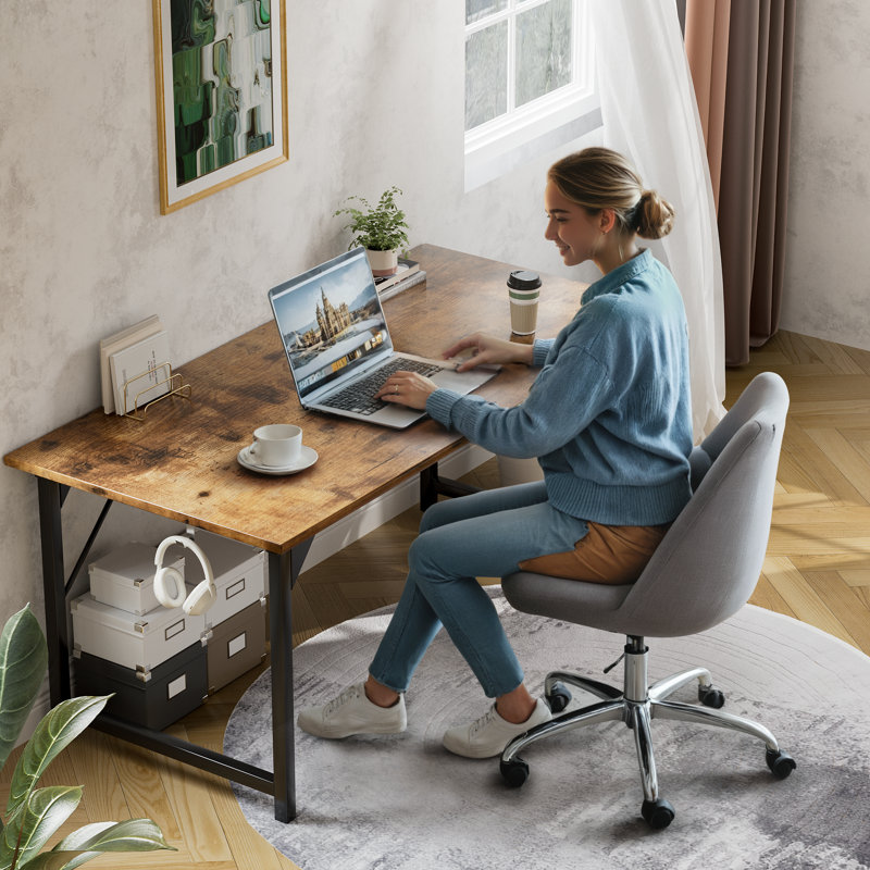 Bureau d'écriture en métal, Brun rustique, H 29,8 po x l 32 po x P 19,7 po