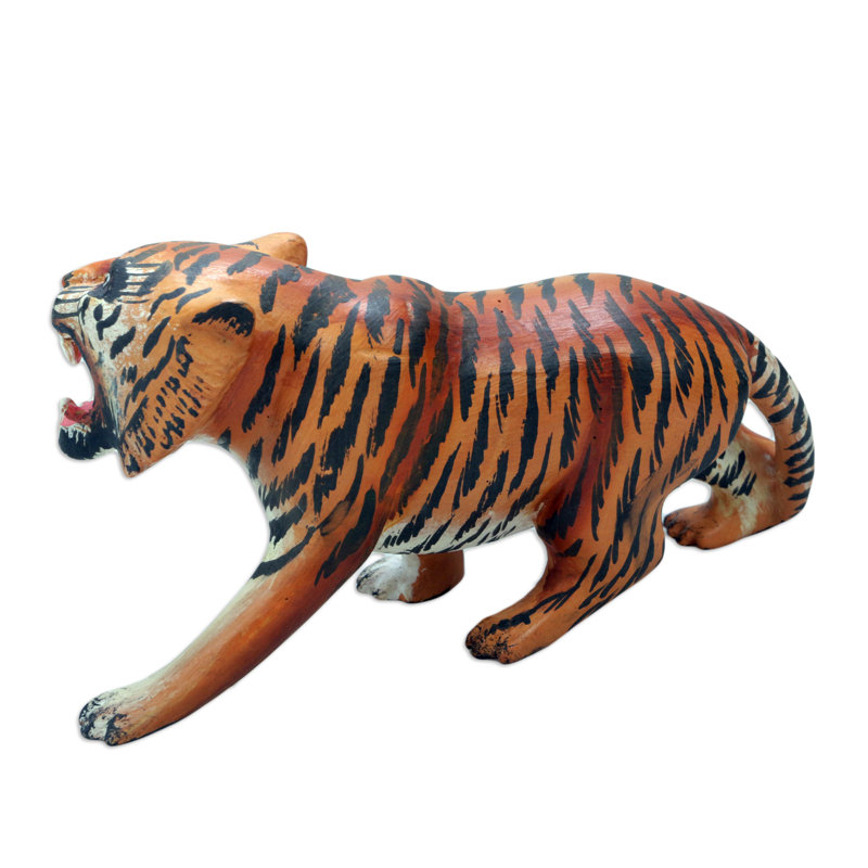 Dakota Fields Handmade Ferocious Tiger Wood Figurine