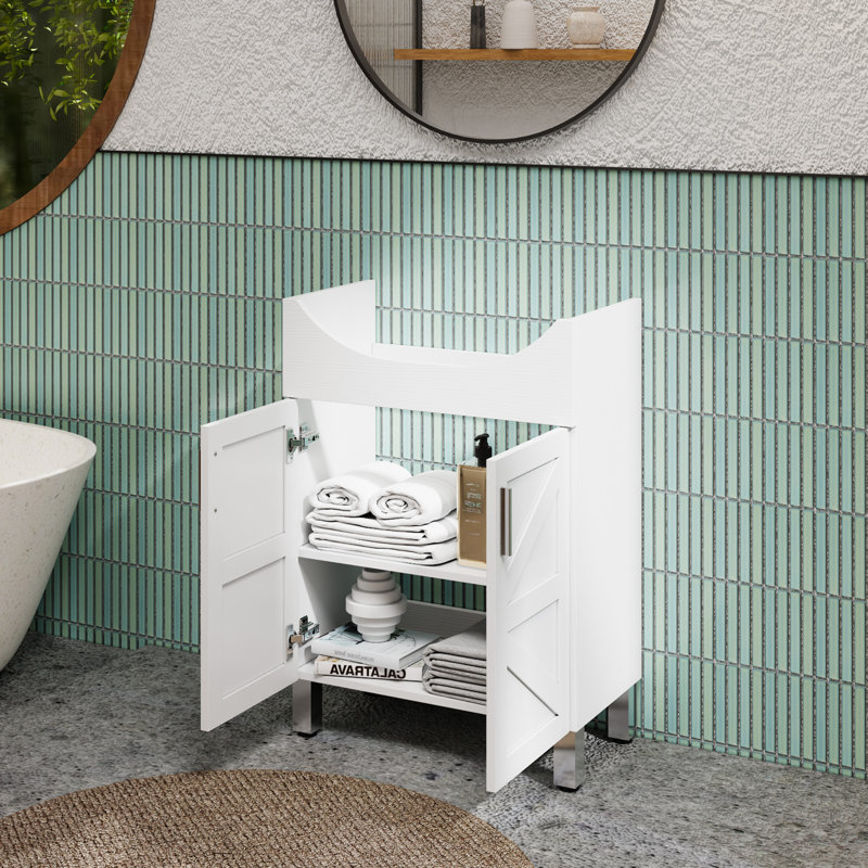 Base de meuble-lavabo autoportant 24 po sans lavabo ni robinet, White