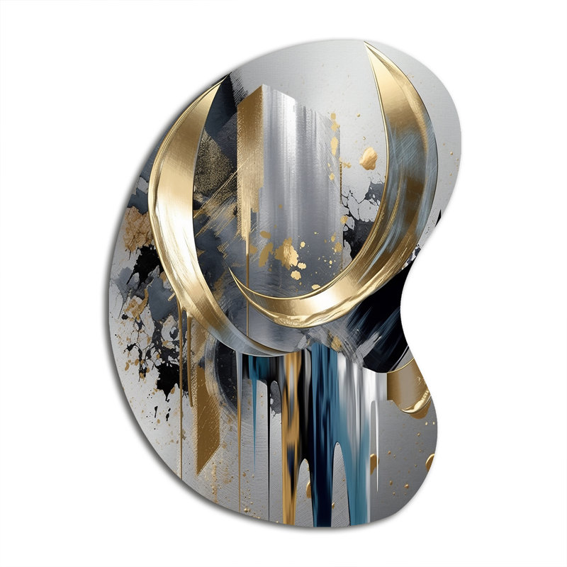 Abstract Shapes And Lines I - Unique Shape Abstract Marble Metal Wall Decor, Asymmetrical Metal Wall Sculpture Print