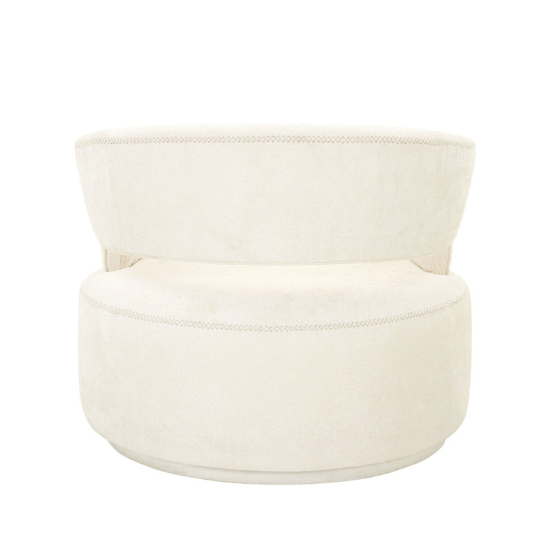 Piagia Upholstered Swivel Barrel Chair, Beige