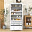 Armoire de cuisine Farmhouse avec tablettes réglables, prise de courant, portes en verre et 3 tiroirs-953760938