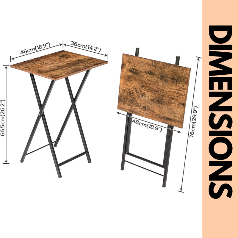 Chidera Rustic Wooden 2 Piece Side Table Set Folding Living Room Home Furniture