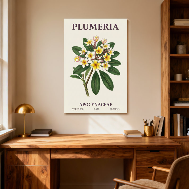 «Plants & Flowers Plumeria», reproduction d'art botanique, H 16 po x l 24 po