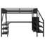 Lit mezzanine en métal avec bureau intégré en forme de L et garde-robe