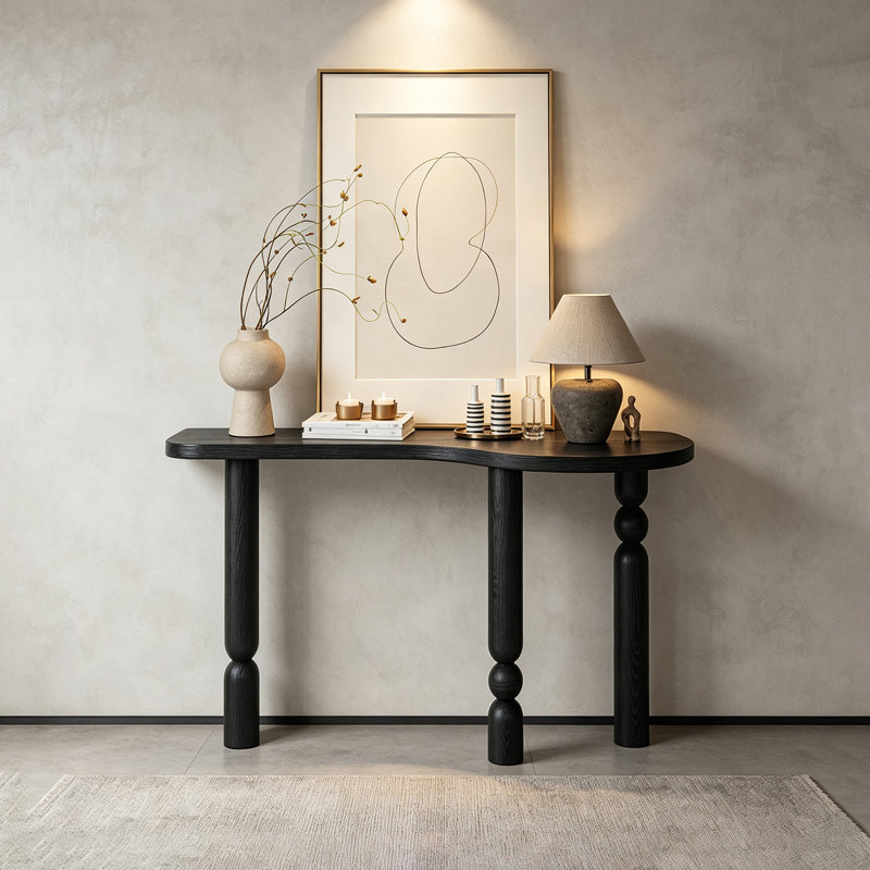 Console en bois massif de style nordique, 29.53" H x 47.24" W x 9.84" D