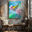 "Toile", un oiseau jaune et bleu vibrant perché délicatement sur un art mural-1139296502