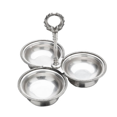 Antique Silver 3 Dish Server