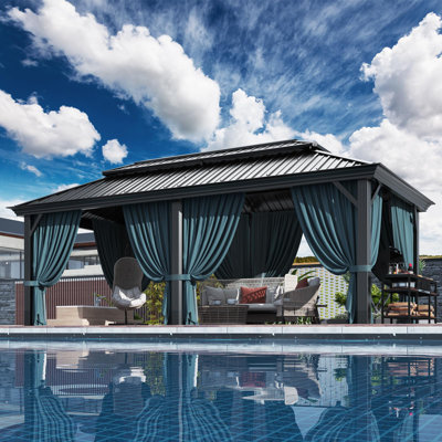 20 pi L 12 pi. D Pavillon de jardin en métal avec toit en acier galvanisé