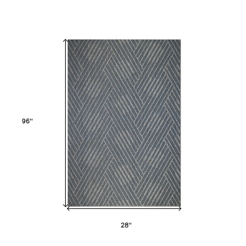 Tapis de couloir d'extérieur 8 pi gris et bleu