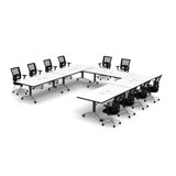 Rectangle 10 Person Flip Top 72'' L Modular Training Table and Chair Set with Casters and Modesty Panel and Cable Management