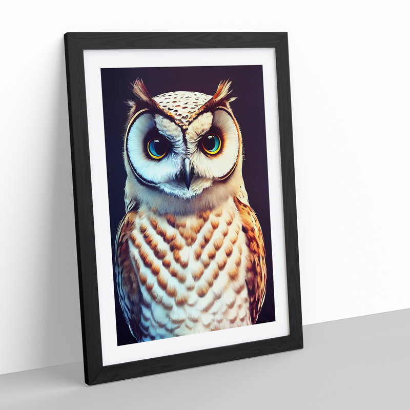 Owl Portrait No.2 - Framed Print, Black Framed, 64cm H x 46cm W x 2cm D