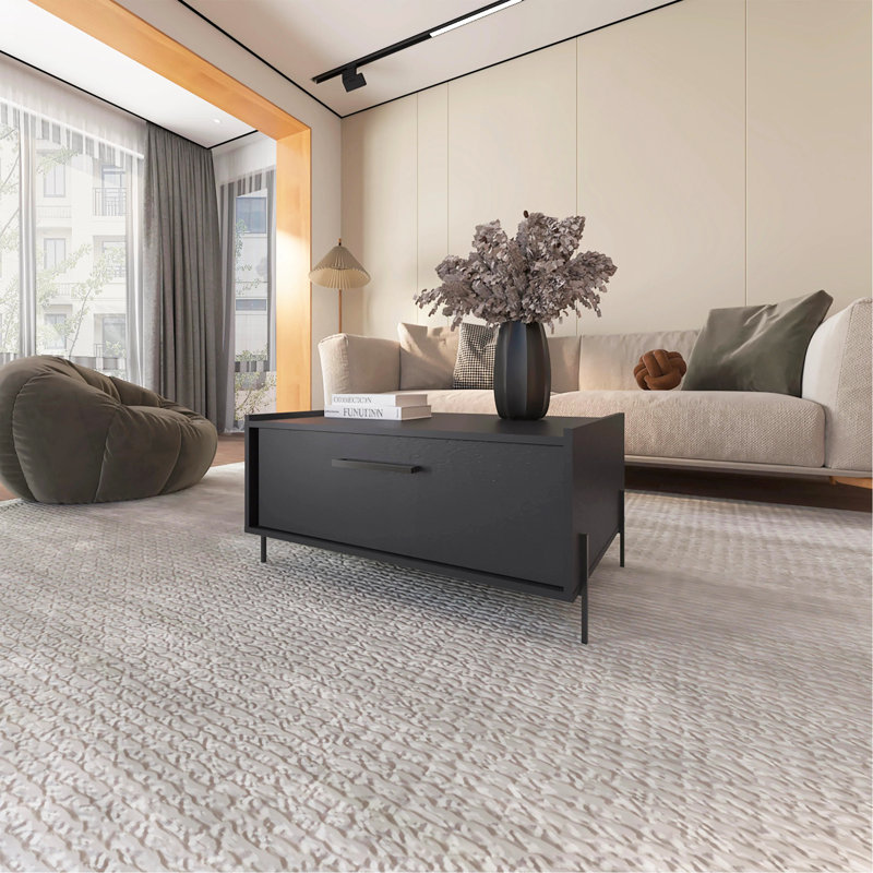 Table basse avec porte rabattable, Noir