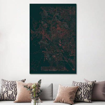 Colorado Springs Infrared Urban Blueprint Map by Hubert Roguski - Wrapped Canvas Gallery-Wrapped Canvas Giclée