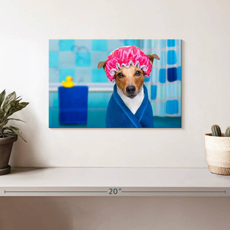 Ketti Terrier dans un bonnet de douche, H 8 po x l 12 po