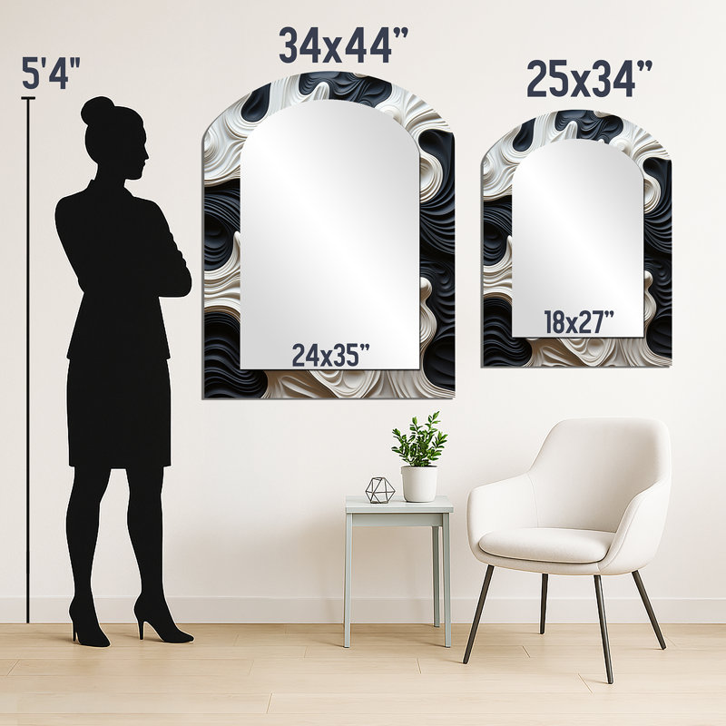 Miroir décoratif noir et blanc, noir et blanc, 34 po x 25 po