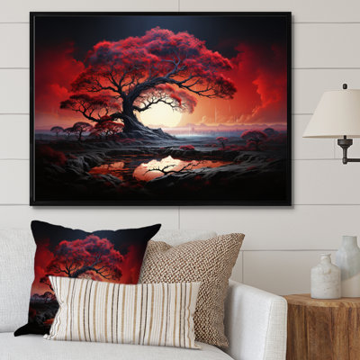 " Red Tree Silhouette Symphony I "