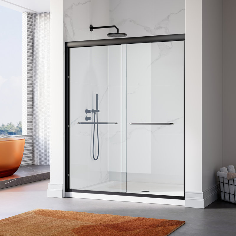 56-60″ W × 72″ H  Double Sliding Semi-Frameless Shower Doors with Cleancoat Glass– Adjustable Fit, Easy Install, 60"