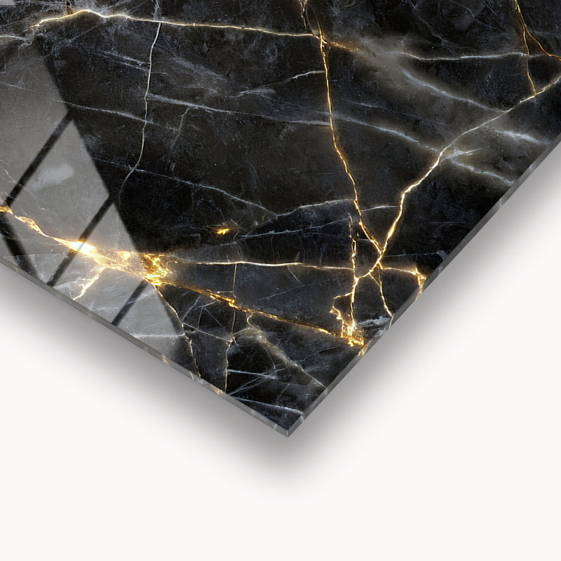 Dosseret en verre trempé Golden Veins, H 18 po x l 30 po x P 0,5 po