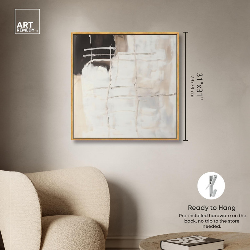 Gestural Glyphs II Canvas Boho Wall Art by Art Remedy, Gold Floater Framed, 31'' H x 31'' W
