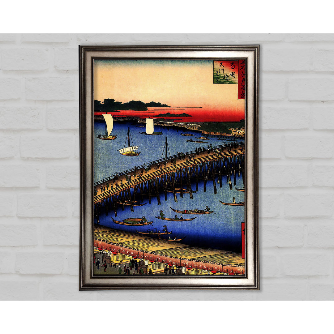 Hiroshige Ryogoku Brücke und das große Flussufer - Einzelne Bilderrahmen Kunstdrucke