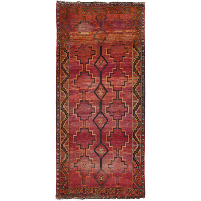 Tapis de couloir oriental tribal mauve 4 x 10 One-of-a-Kind