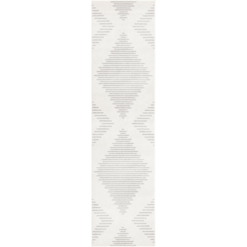 Tapis gris / ivoire en polypropylène tissé à la machine Laidy, Tapis de couloir 2 pi 7 po x 10 pi