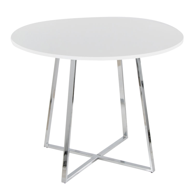 Table de salle à manger Cosmo Canary, Blanc / Blanc, Chrome