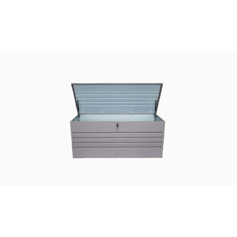 Très grande boîte de rangement imperméable en métal pour terrasse, organisateur de patio fermé verrouillable pour coussins de meubles, accessoires de piscine et outils de jardinage